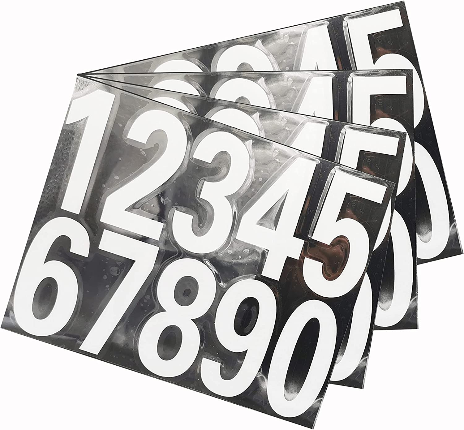 Mailbox Numbers Reflective Stickers for Outside,4 Sets(0-9) Vinyl Numbers Decals for Letterbox Signs Windows House Door Racing Cars Trucks Home Business Address Numbers (1.38"X2.87", Yellow)
