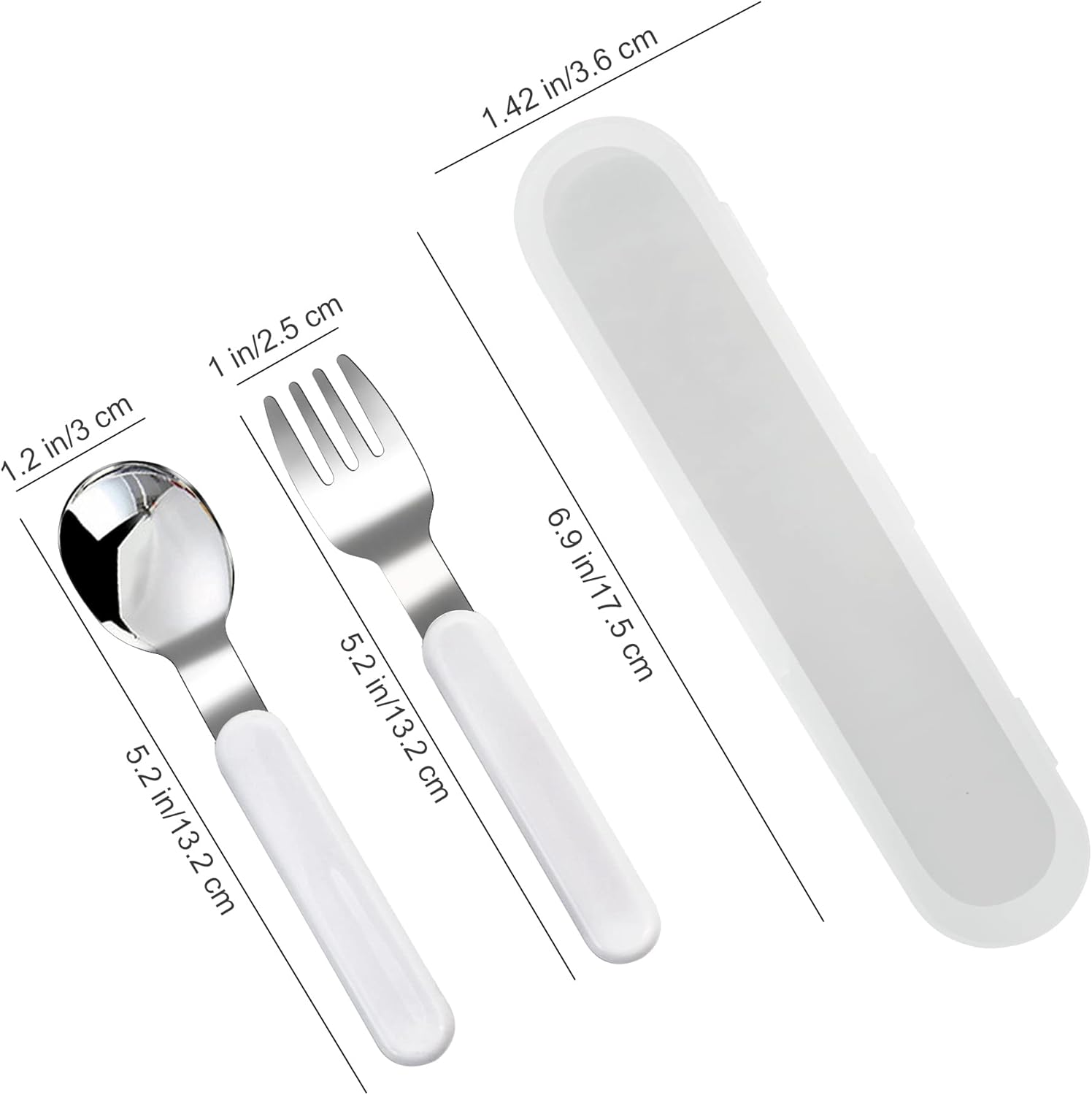 VANRA 2-Piece Children Fork and Spoon Set 18/10 Stainless Steel Child Flatware Set Kids Utensils Set with Case for Lunch Box image number 2