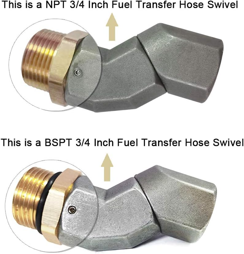 2PCS 3/4 Inch NPT Fuel Hose Swivel 360 Rotating Connector for Fuel Nozzle Multi Plane Fuel Plane Swivel image number 1