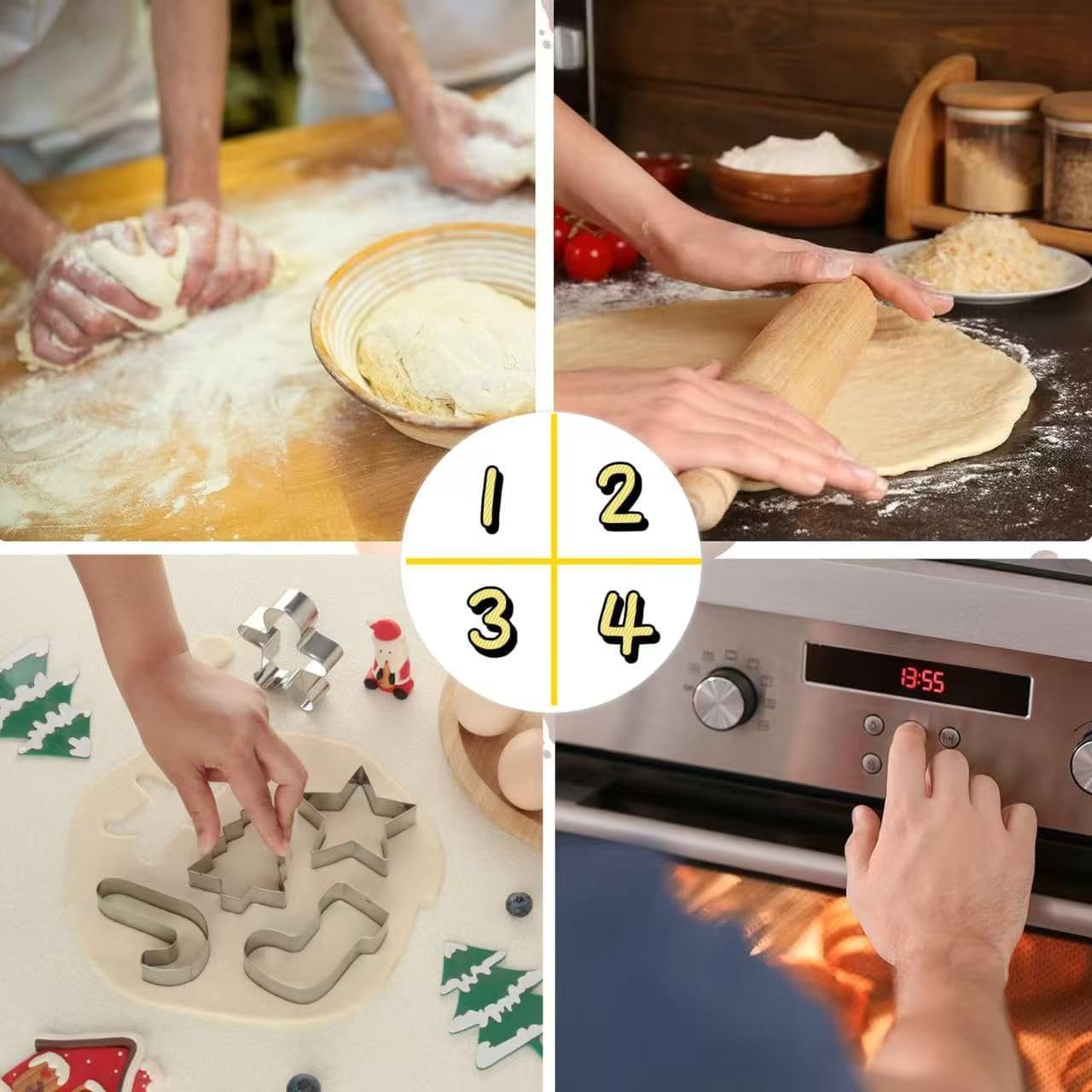 6 PCS Cookie Cutter, Christmas Cookie Cutters Set, Stainless Steel Cartoon Biscuits Mold,Cookie Cutters Set, Gingerbread Man, Christmas Tree, Star, Snowflake, Angel image number 2