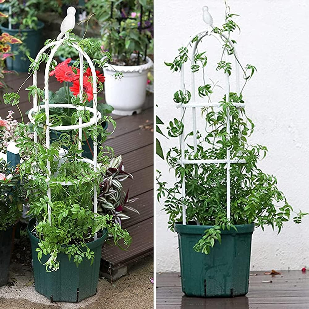 Anothera Garden Trellis for Climbing Plants 6Ft Outdoor Tower Obelisk Garden Trellis Tall Potted Plants Support Flowers （White） image number 6