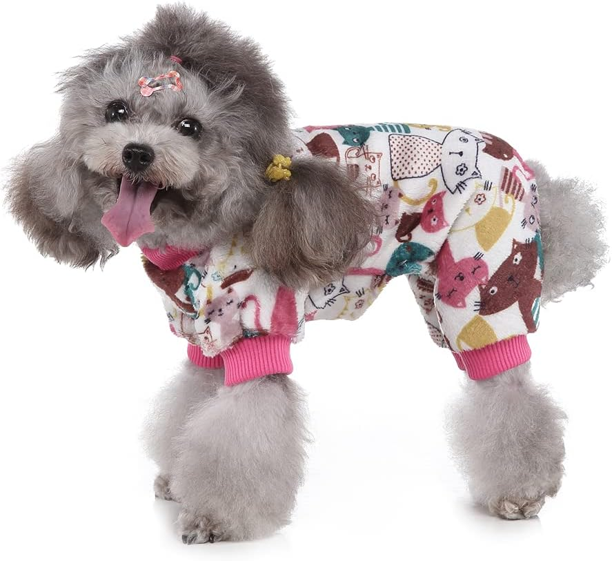 2 Pack Dog Sweaters for Small Dogs Boy Girl Fleece Puppy Pjs Jammies 4 Leg Dog Clothes for Chihuahua Yorkie Winter Warm Onesies Jumpsuit Clothing for Pet Dogs Male Female (Medium Bust 14.5") image number 7
