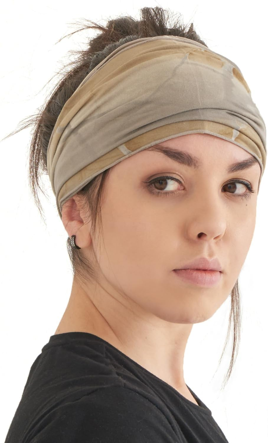 CHARM Mens Tie Dye Bandana Headband - Japanese Head Wrap Womens Hippie Hair Band Marble Khaki
