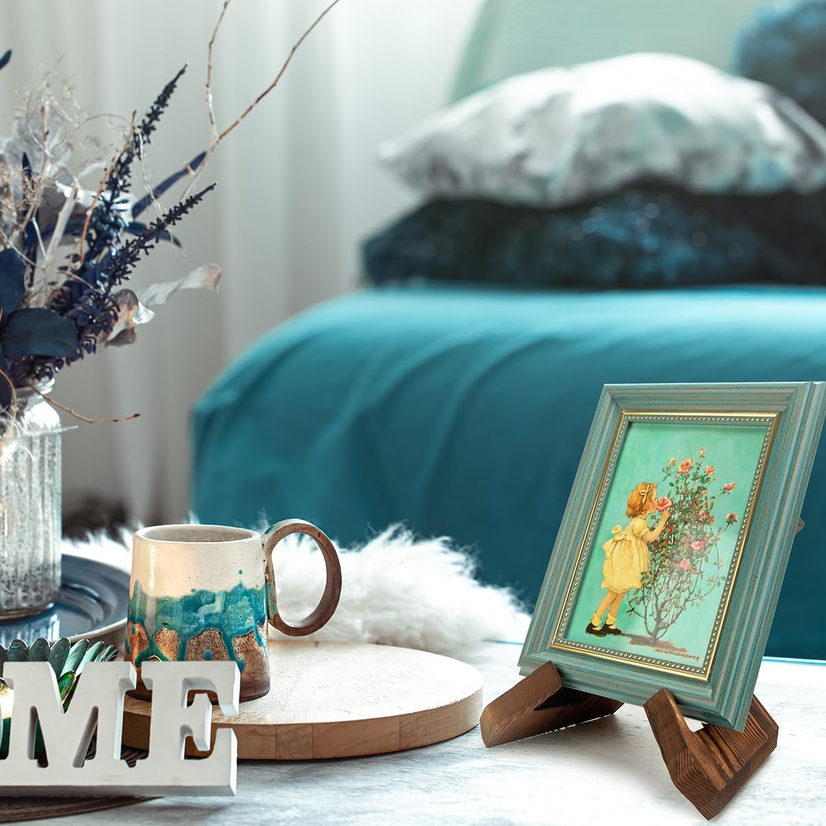 Wooden Recipe Book Holder, Retro Plate Stand for Display, Country Rustic Wooden Cookbook Stand, Cook Book Stand for Kitchen Countertop, Multifunctional Display Stand (1 in Black) image number 6