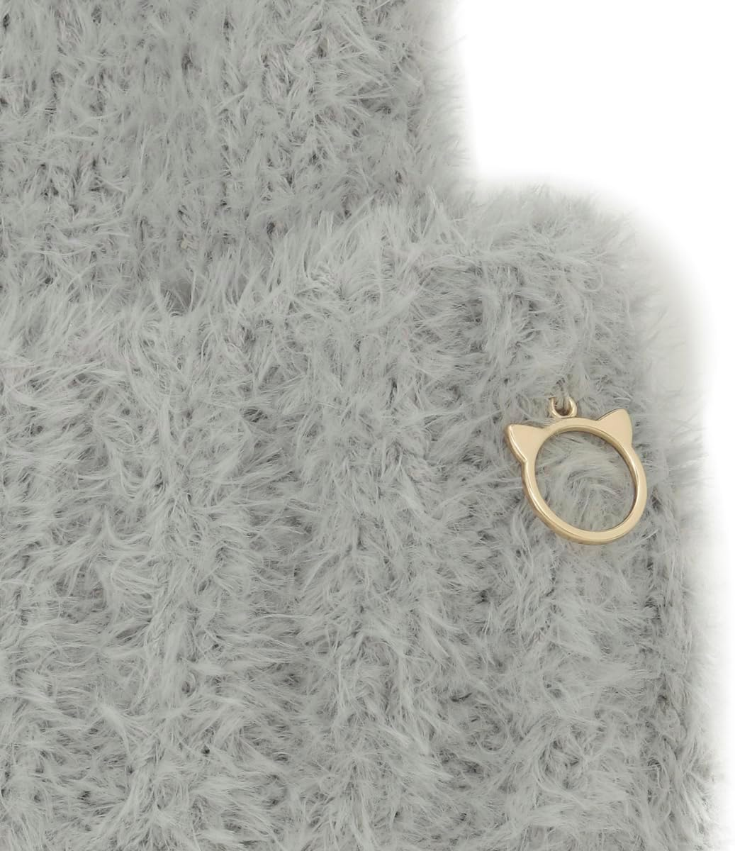 Pole & Joe MOONBAT Paul & Joe ACCESSOIRES Beanie Cat Shaggy Knit Hat Cat Ears Knit Autumn Winter Cold Protection Women'S Light Gray image number 4