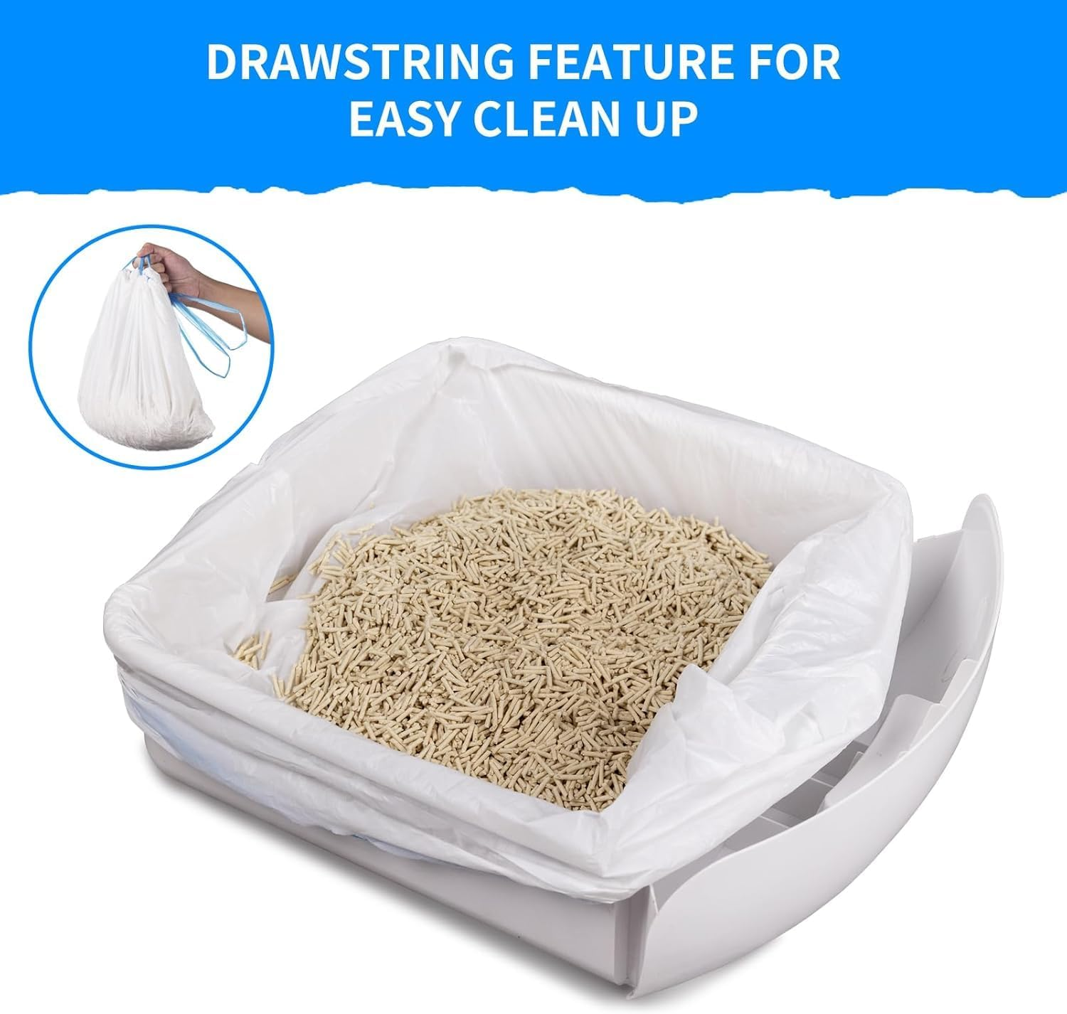 60 Count Extra Large Cat Litter Box Liners, 10L 8KG Capacity Cat Litter Waste Receptacles Bags for Cleanpethome Self Cleaning Litter Box (66 * 40Cm) image number 2