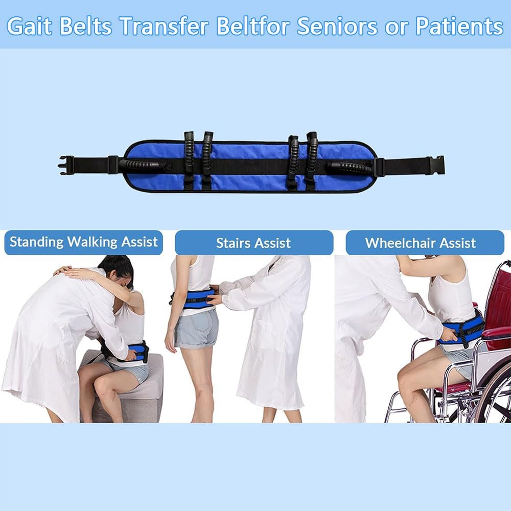 Gait Belt for Seniors with 6 Handles &ndash; Medical Transfer Belt with Quick Release Buckle, Non-Slip Safety Lift Belt for Elderly, Disabled, Bariatric, Physical Therapy, Patient Assist image number 3
