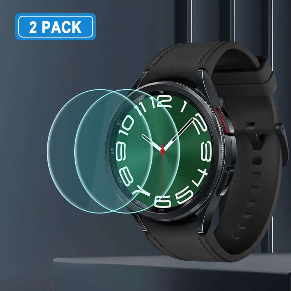 Duttek Tempered Glass Screen Protector Compatible with Samsung Galaxy Watch 6 Classic 47Mm, Anti-Scratch 9H Ultra-Thin Protective Film Cover Glass Accessories for Samsung Watch 6 47Mm(2 Pack)