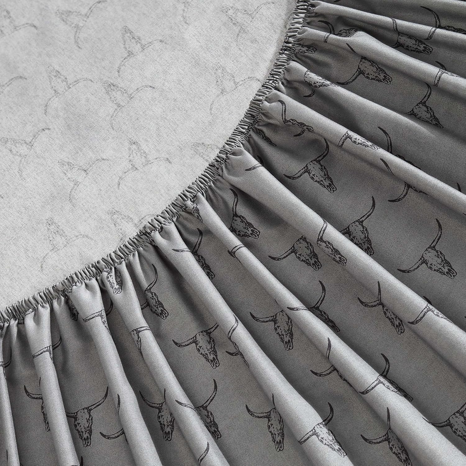 Wrangler - Twin Sheet Set, Silky & Lightweight Bedding Set, Western Home Decor, Oeko-Tex Certified (Steer Skulls Grey, Twin) image number 2