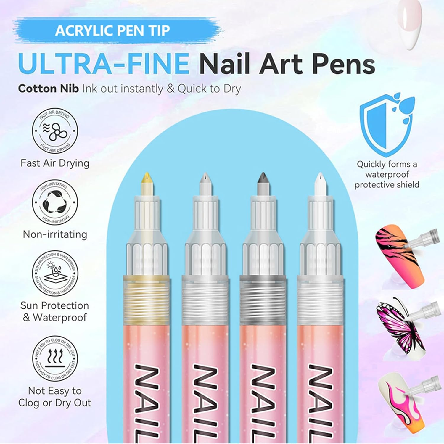 Gold Nail Art Pen, 0.7Mm Fine Tip Quick-Dry Acrylic Polish Marker for Precise Line Art, Metallic Nail Design Tool for DIY Manicure & Salon, French Tips and Elegant Holiday Decoration (GD) image number 5