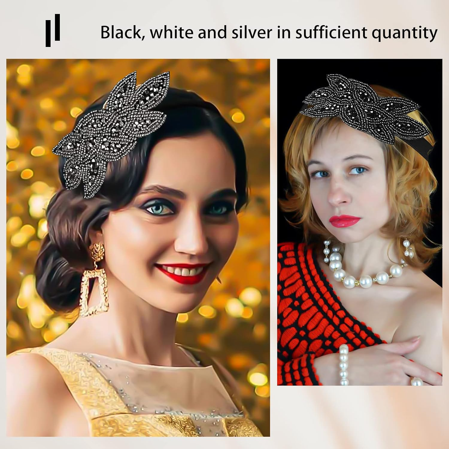 Pack of 3 1920S Headband Women'S Gatsby Accessories Costume Crystal Headband Headpiece 1920S Hair Accessories for Women image number 1