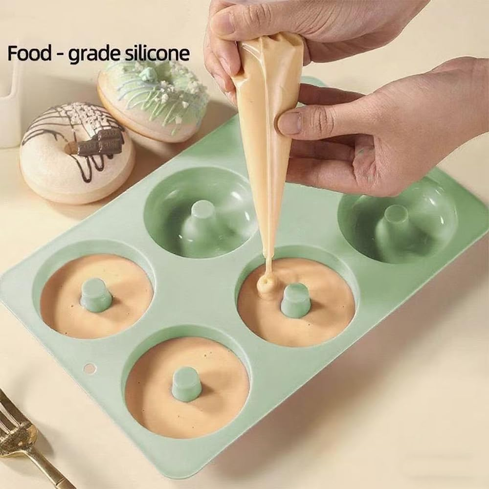 1-Pack Silicone Donut Baking Pan，Food-Grade Silicone,Cavity Donut Mold -Non-Stick, Universal for Cakes & Breads,Heat-Resistant & Easy to Clean，Silicone Baking Tray Doughnut Maker Moulds image number 3