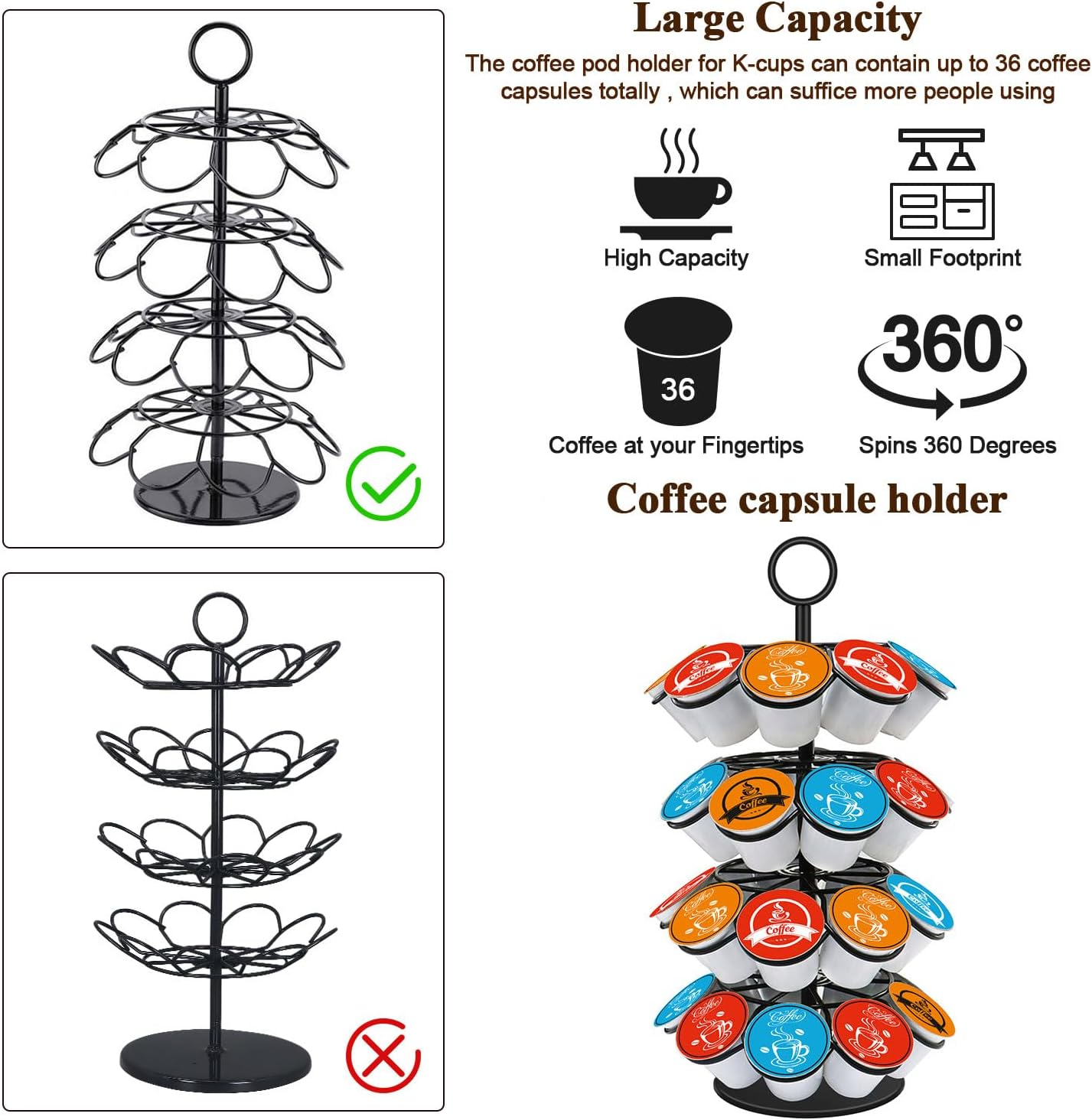 Coffee Pod Carousel Holder Organizer Compatible with 36 Cup Pods image number 5