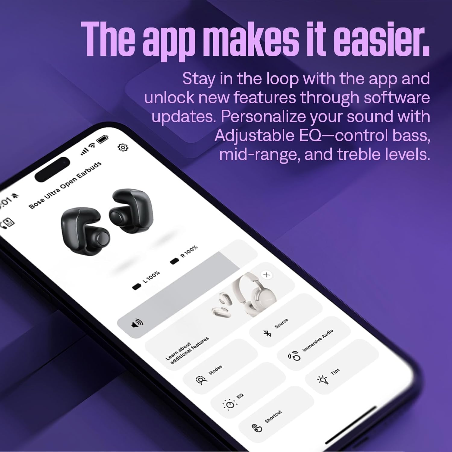 Bose Ultra Open Bluetooth Earbuds with Openaudio Technology, Open Ear Wireless Earbuds, up to 48 Hours of Battery Life, Chilled Lilac - Limited Edition Colour