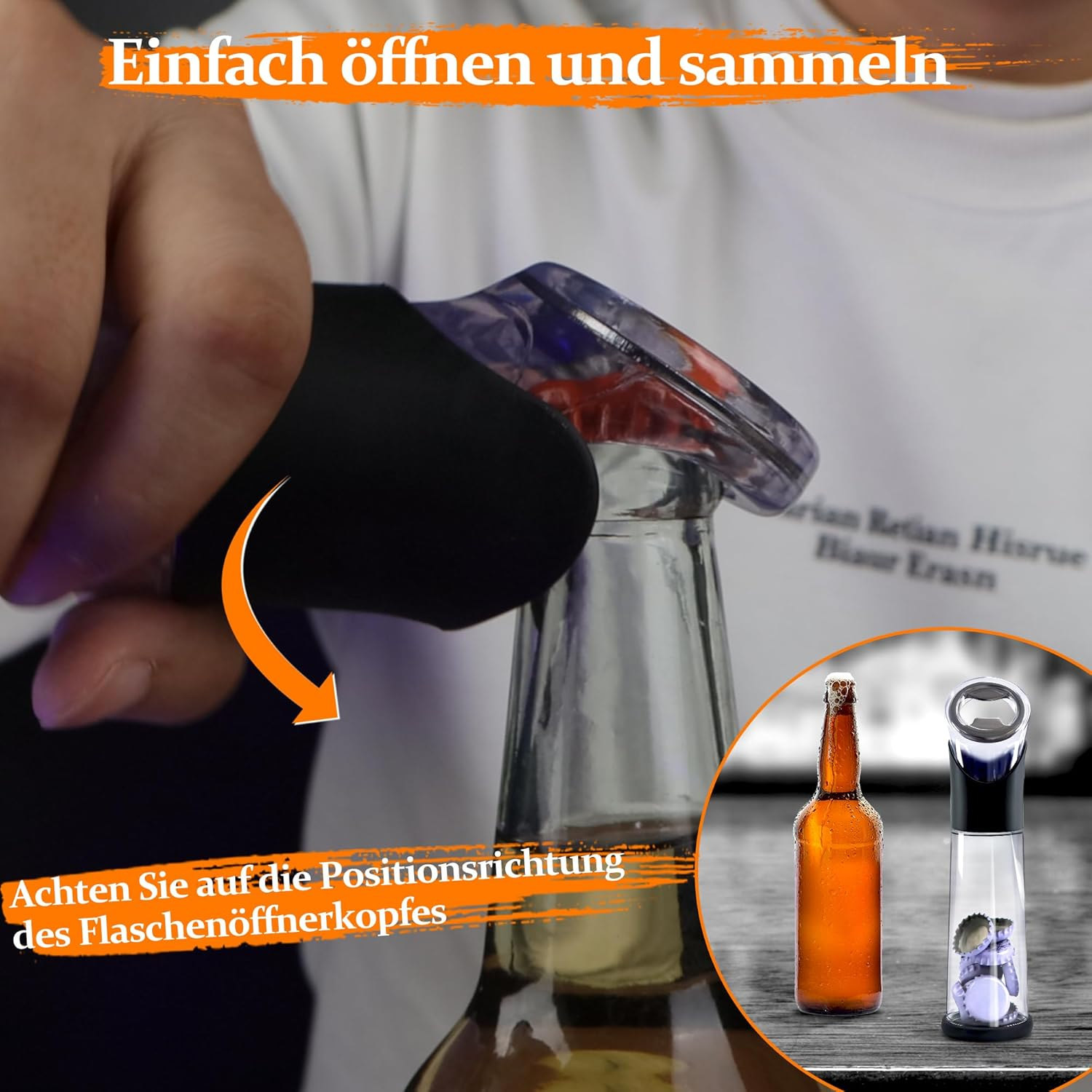 Bottle Opener with Collection Container, Gifts for Men Beer Opener Funny Beer Bottle Opener Beer Gift, Bottle Cap Collector for Beer Bar Kitchen Outdoor