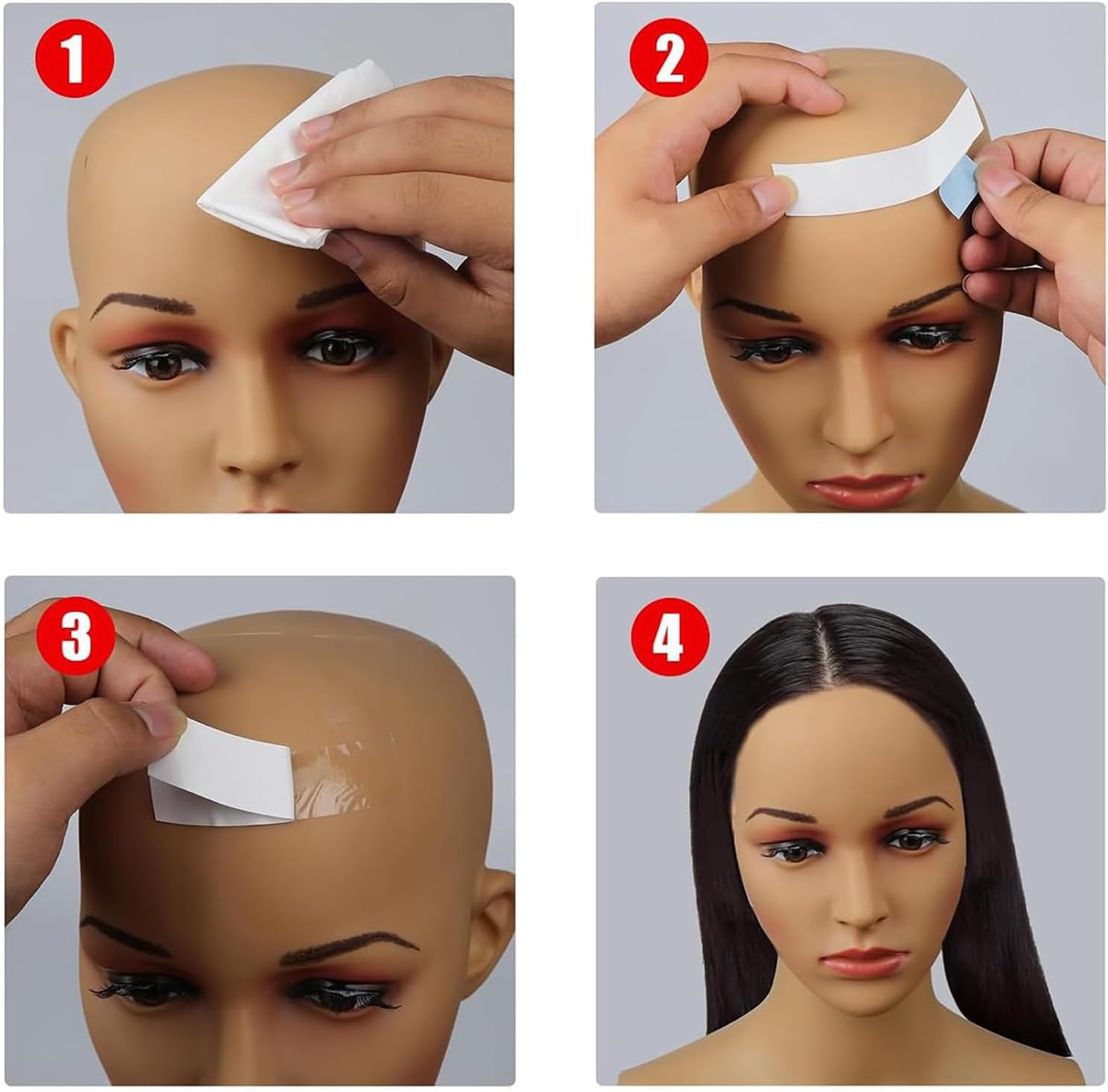 REGODI 144 PCS Wig Tapes for Lace Wigs, Invisible Waterproof Double Side Tape Strong Adhesive Toupee Strips (Blue) image number 5