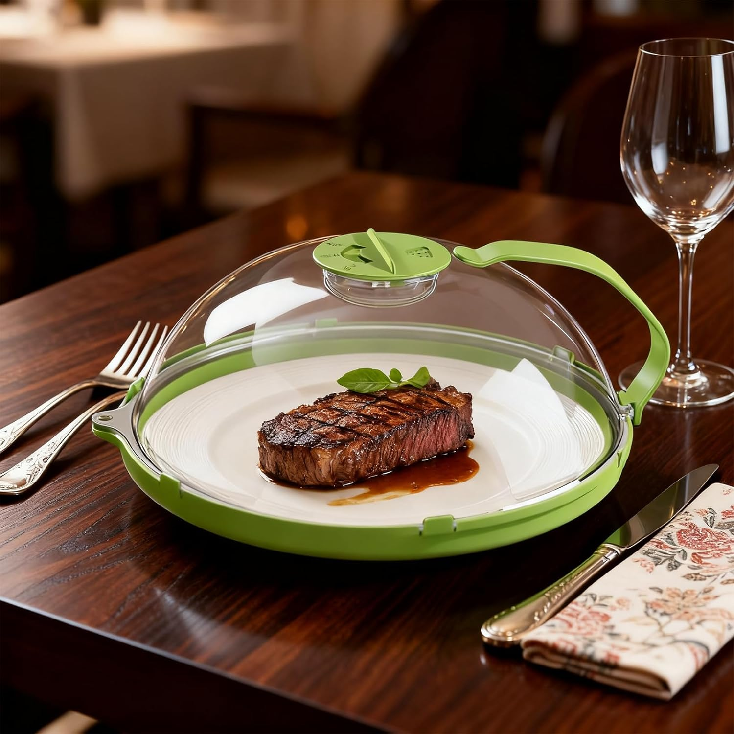 Microwave Splash-Proof Lid, Transparent with Handle and Tray, Adjustable Steam Hole Microwave Food Cover, 10.2X3.9 Inch Kitchen Magnetic Lid image number 6