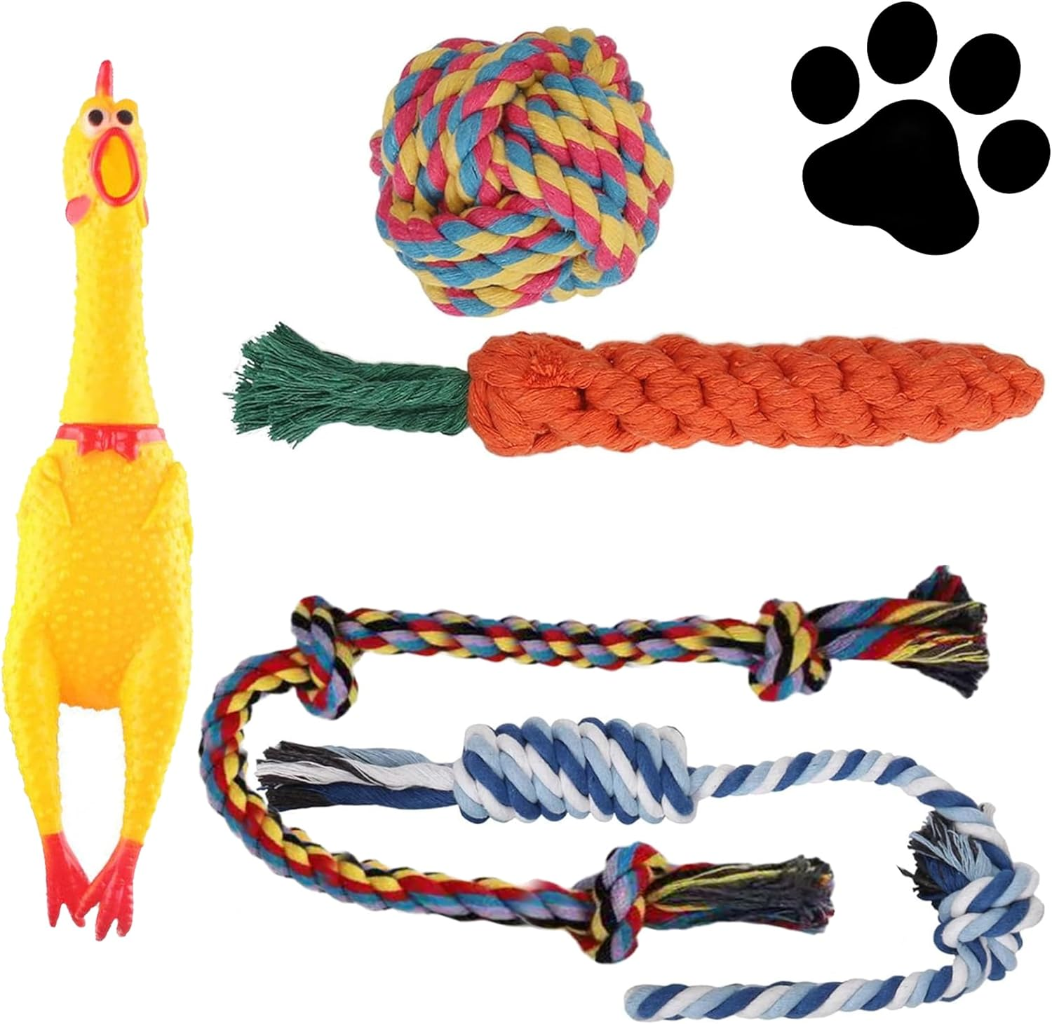 5-Pack Dog Chew Rope Toys, Suitable for Dog Toys That Love to Chew, Strong, Safe and Odorless Knots, Suitable for Medium/Small Dogs and All Pet Toys during Teething Period image number 5