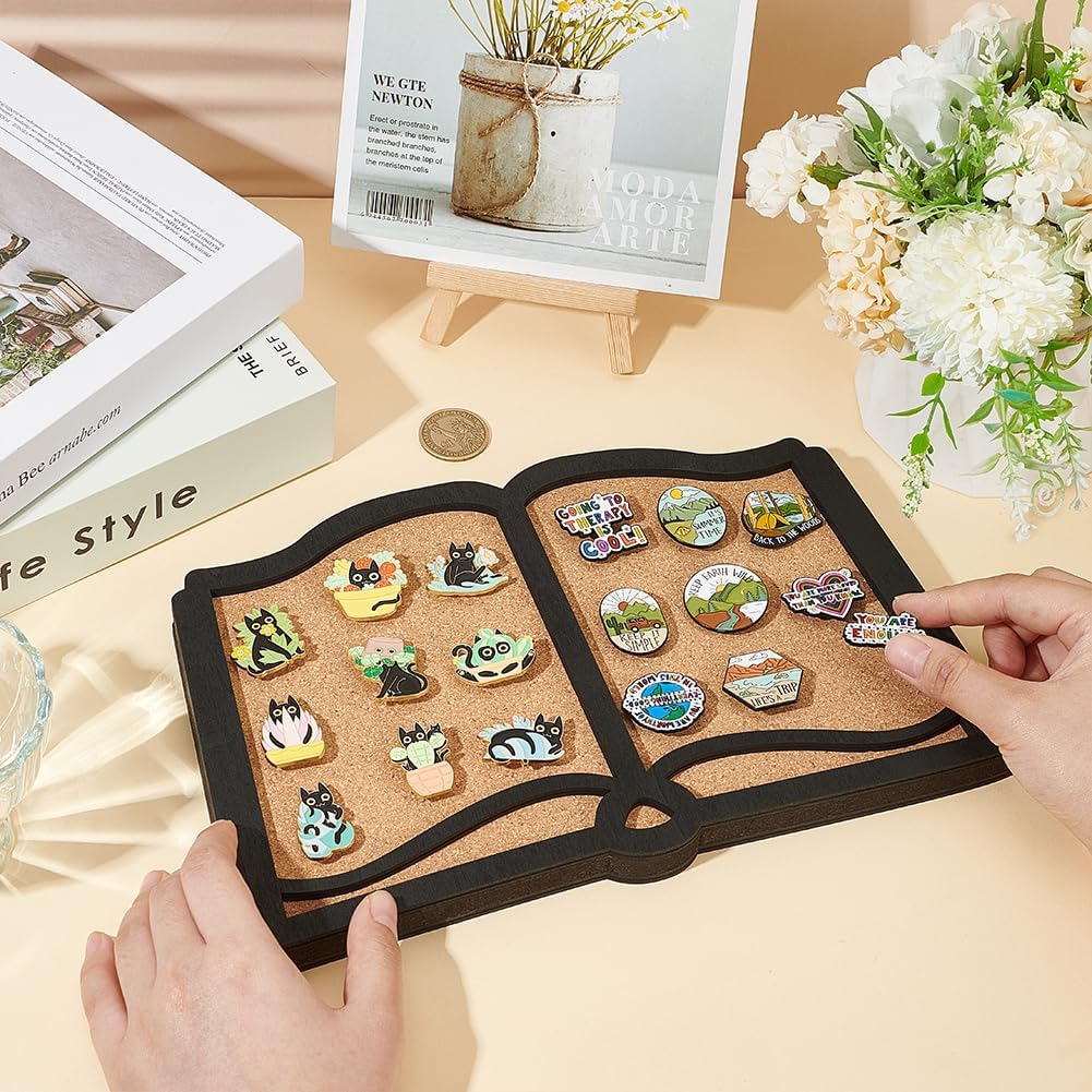 BENECREAT Pin Board Book Cork Board Bulletin Display Board, 0.8Inch Thick Wall Mounted Cork Board for Brooch Pin Storage, Office Home and School Decor, 11X7Inch - Square image number 5