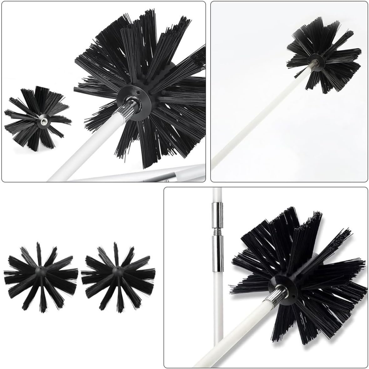 Tofficu 2Pcs Chimney Cleaning Brush Kit for Woodstove and Fireplace, 150Mm Flexible Sweeping Brushes for Flue and Dryer Duct Cleaning Accessories image number 5