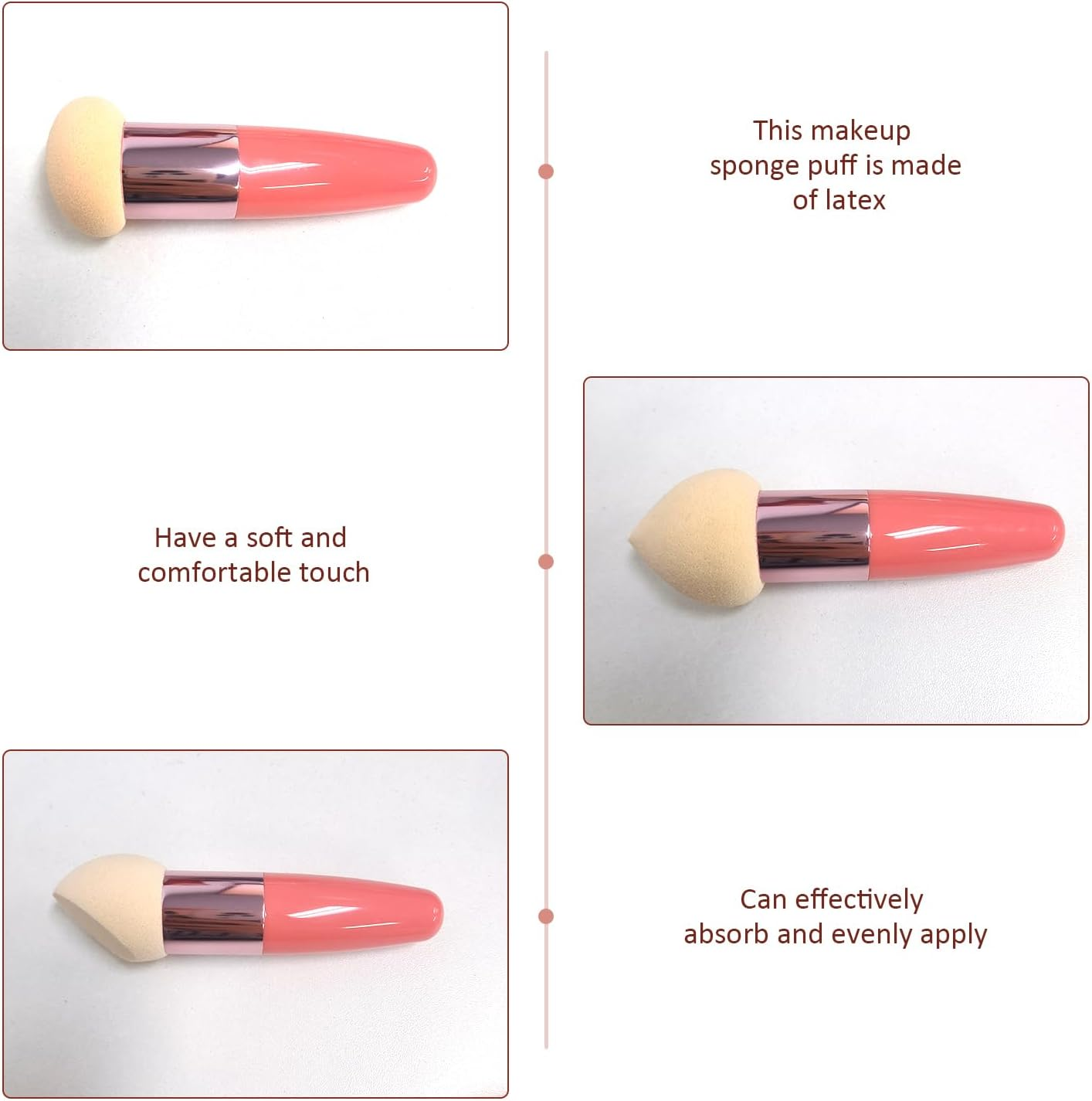 6 Pieces Make-Up Sponge Puff, Sponge Puff with Handle, Creative Soft image number 4