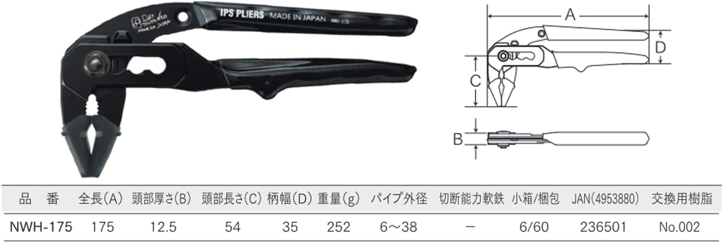 IPS Soft Touch NEO Water Pump Pliers 175Mm NWH-175 Soft Touch Series Unconventional Evolution image number 1