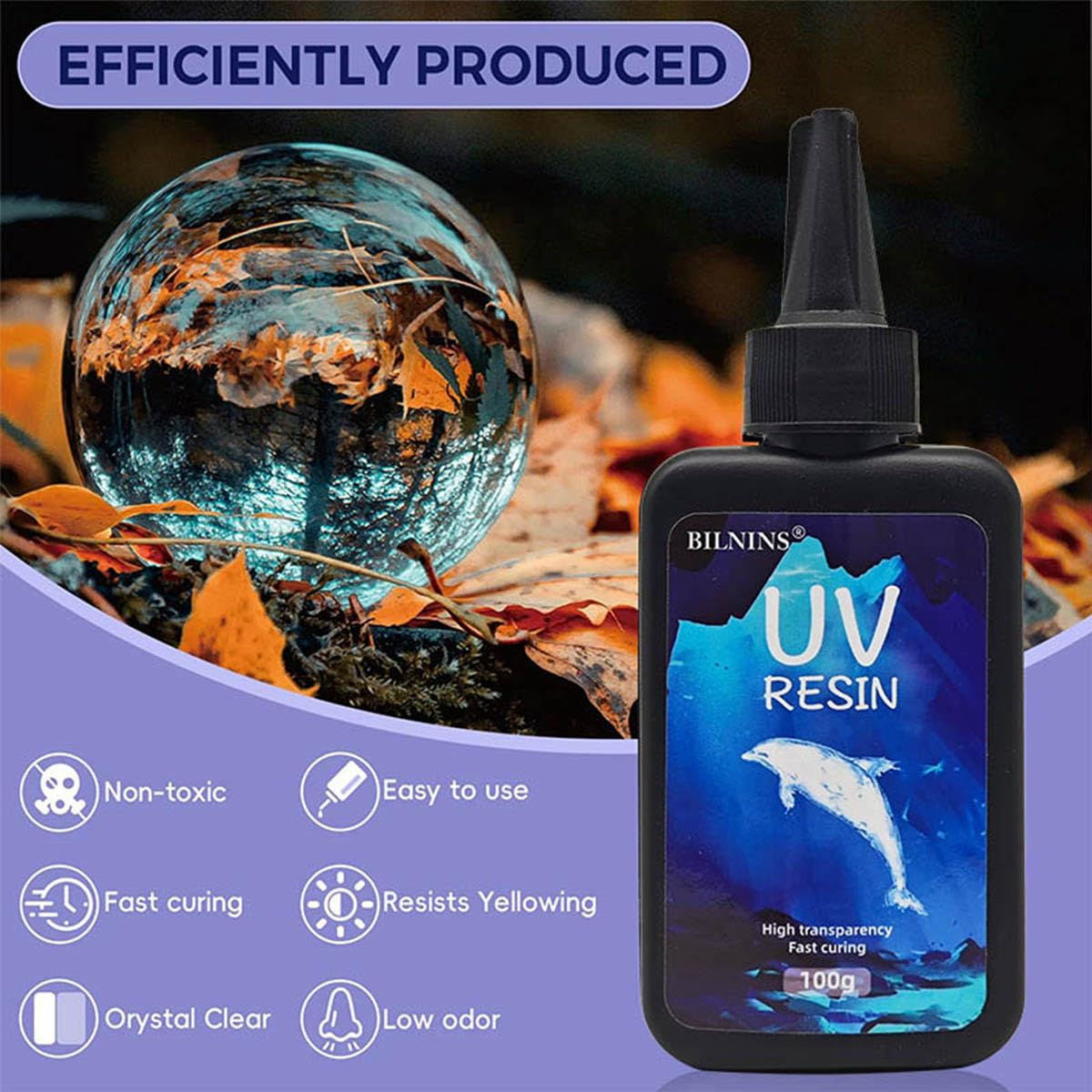 UV Resin, 2 PCS Upgrade Crystal Transparent Clear Hard Glue Solar Curing UV Hard Resin for Earring Pendant Handmade Jewelry, DIY Craft Decoration, Casting and Coating (2X100G) image number 4