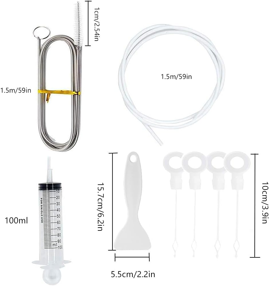 Voarge 8 Pcs Fridge Cleaning Kit + Refrigerator Brush + 100Ml Syringe + Refrigerator Hose + Ice Scraper + 4 Drain Hole Inserts image number 2