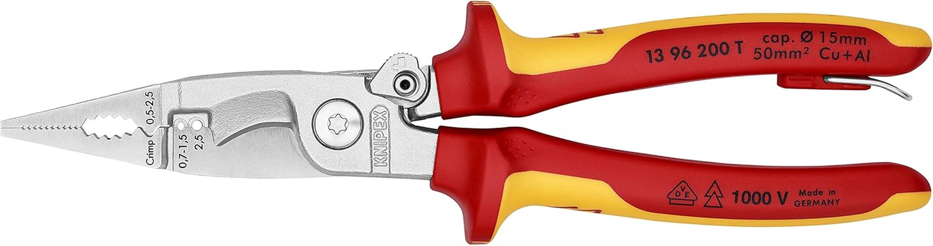 Knipex 13 96 200 T BK Tethered Electrical 1000V Plier, 200 Mm Length image number 1