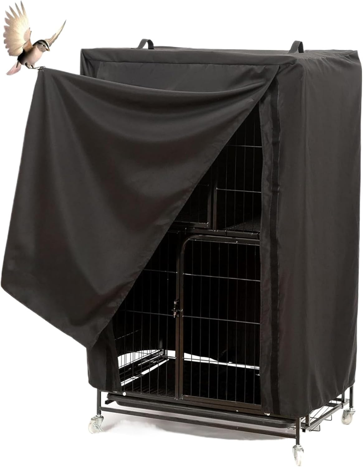 Waterproof Bird Cage Cover 48X48X102Cm Black Sun Protection Parrot Cage Covers 210D Oxford Cloth Dust Proof Bird Cages Blackout Covers Machine Washable for Parakeets Macaw image number 1