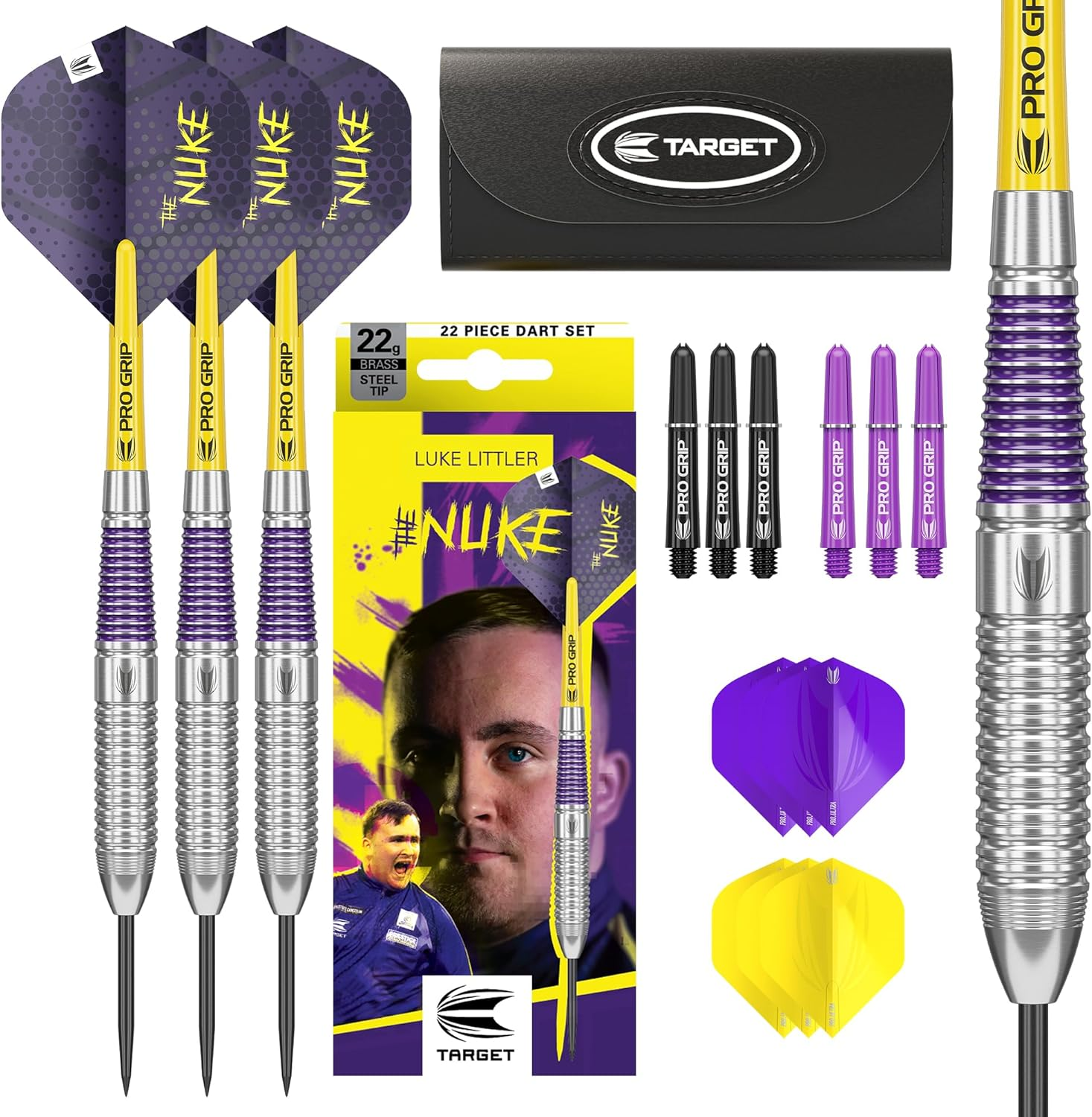 Target Luke the Nuke Littler Brass 22 Gram Steel Tip Darts Set image number 1