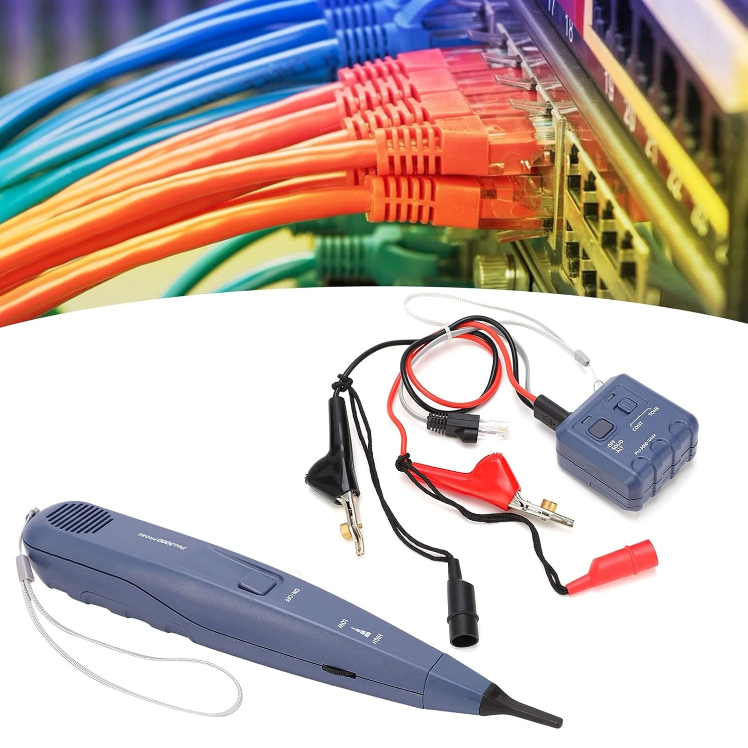 Pro3000 Tone Generator and Probe Kit, Smarttone Technology, Handheld Telephone Line Circuit Finder Audio Generator Locator Cable Detector Tool