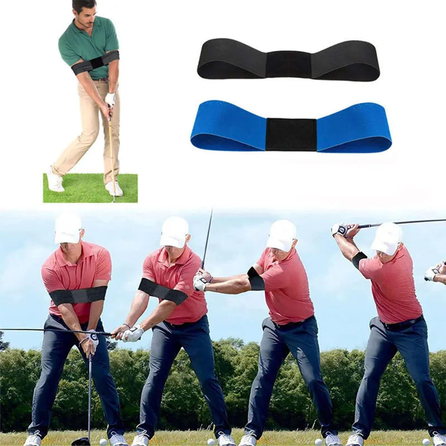 Golf Swing Arm Band Training Aid 3 PCS, Swing Corrector for Beginners, Unisex Golf Posture Trainer to Improve Swing Gesture & Build Muscle Memory, Golf Practice Accessories