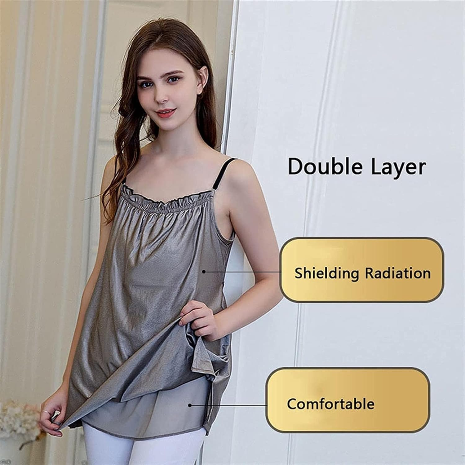 Maternity Wear, Strap Apron anti Electromagnetic Radiation Clothes Pregnant Women Protective, Double Layer(Xxl) image number 4