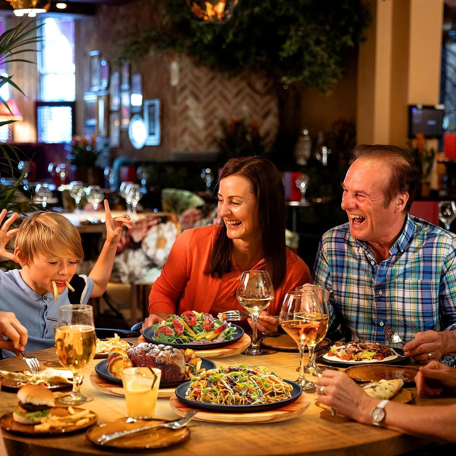 Cast Iron Skillet Set 10.63'' X 6.89'', Fajita Plate Sizzling Pan with Wooden Base anti Scald Protection Removable Handle for Restaurant Kitchen Cooking Accessory BBQ Party, XICEN Steak Pan (4 PCS) image number 2