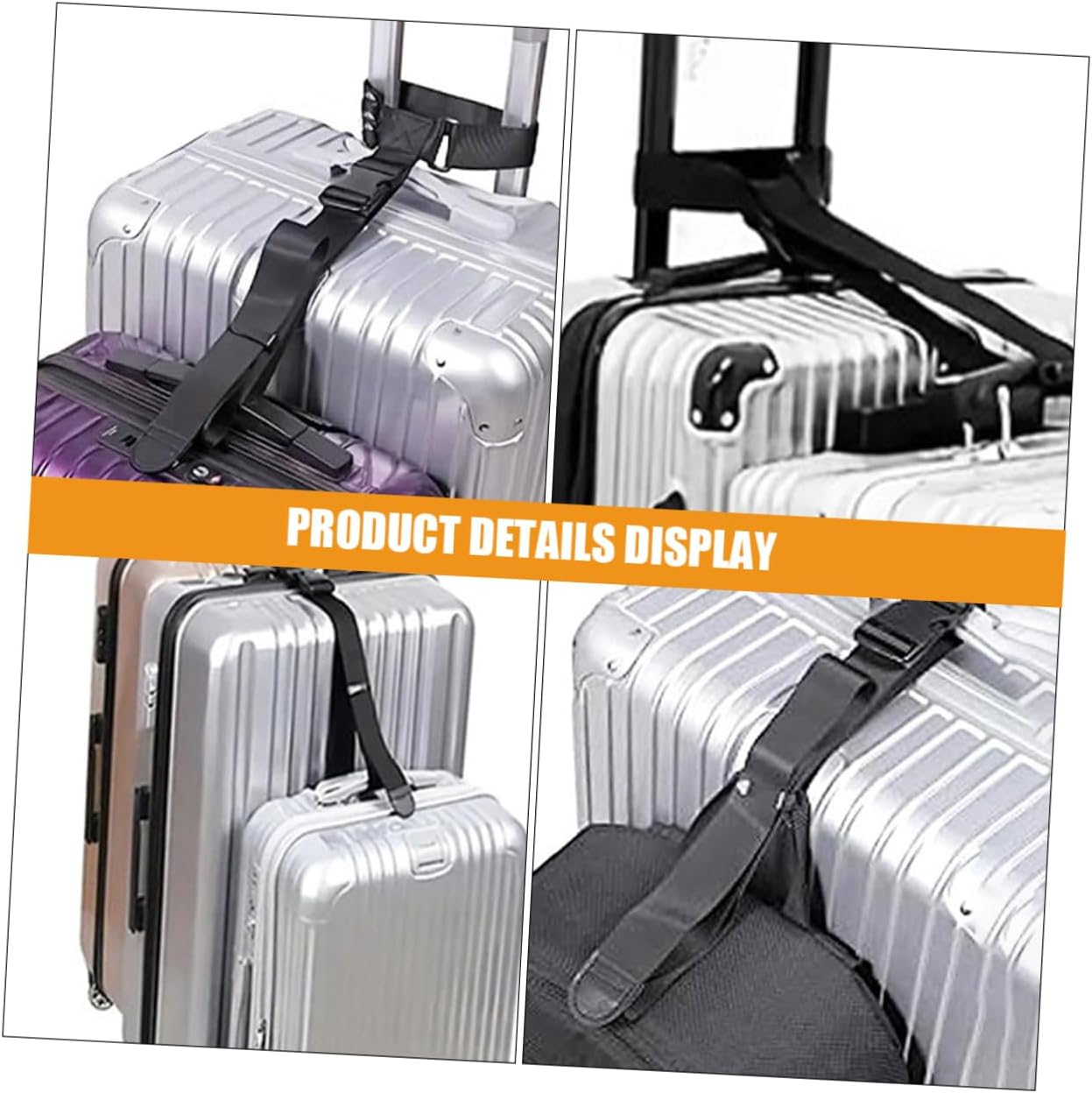 TEMPNAP Adjustable Luggage Connector Strap Lightweight Travel Straps for Suitcases High-Strength Buckle Prevents Detachment Space-Saving Travel Accessories Black Long Short