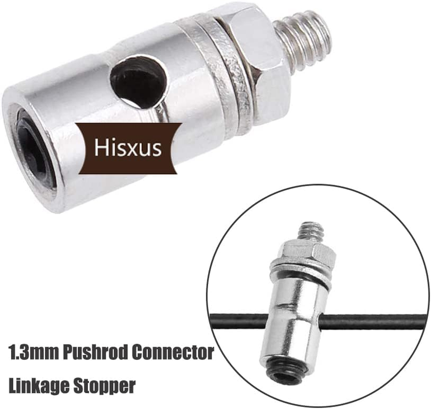 Yrhrol 15Pcs Adjustable Pushrod Connector Linkage Stopper 1.3Mm + 15Pcs Nylon Control Horns 21X10 Mm + 15Pcs 1.2 X 210Mm Z Push Rods Parts Compatible for RC Airplane Plane Boat Replacement (15 PCS) image number 1