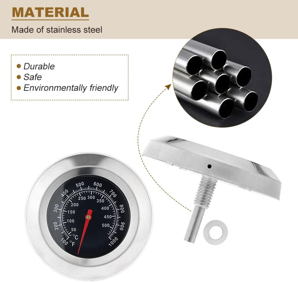 Mtsooning 1Pc 3" Face 1000F Thermometer Temperature Gauge BBQ Barbecue Charcoal Grill Smoker image number 3