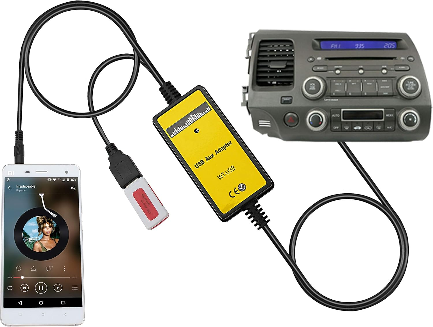 AUX Cord, Car Audio USB AUX Input Adapter Stereo CD Changer Compatible with Honda Accord 2003-2011/City 2002-2011/CRV 2005-2011/Civic 2006-2011/Odyssey 2005-2011 image number 6