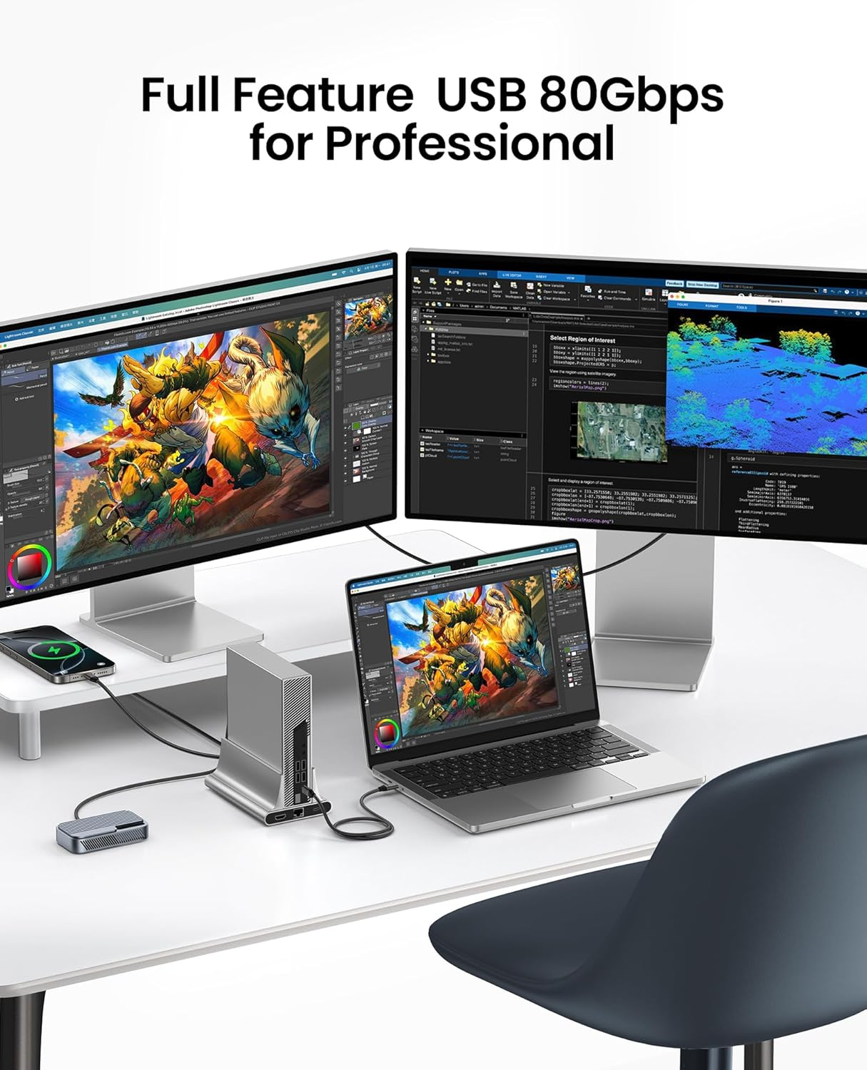 Silkland 80Gbps USB 4 Cable for Thunderbolt 5 Cable 0.3M, 120Gbps Bandwidth for 16K/Dual 8K, 240W Fast Charging, USB C Monitor Cable Compatible Thunderbolt 4/5/3, SSD, Monitor,Macbook M4 Pro,Dock image number 6