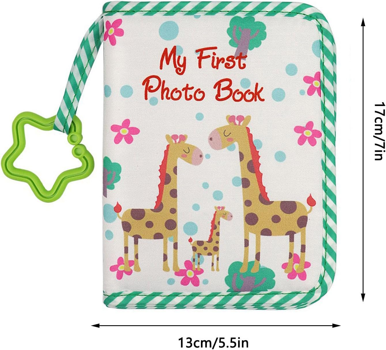 Soft Baby Memory Photo Book - Cloth Photo Album with Cartoon Animal Design for First Year Keepsake | Fabric Picture Book for Infant Toddler, Shower Gift Set for New Parents Family Record Organizer - Red image number 3