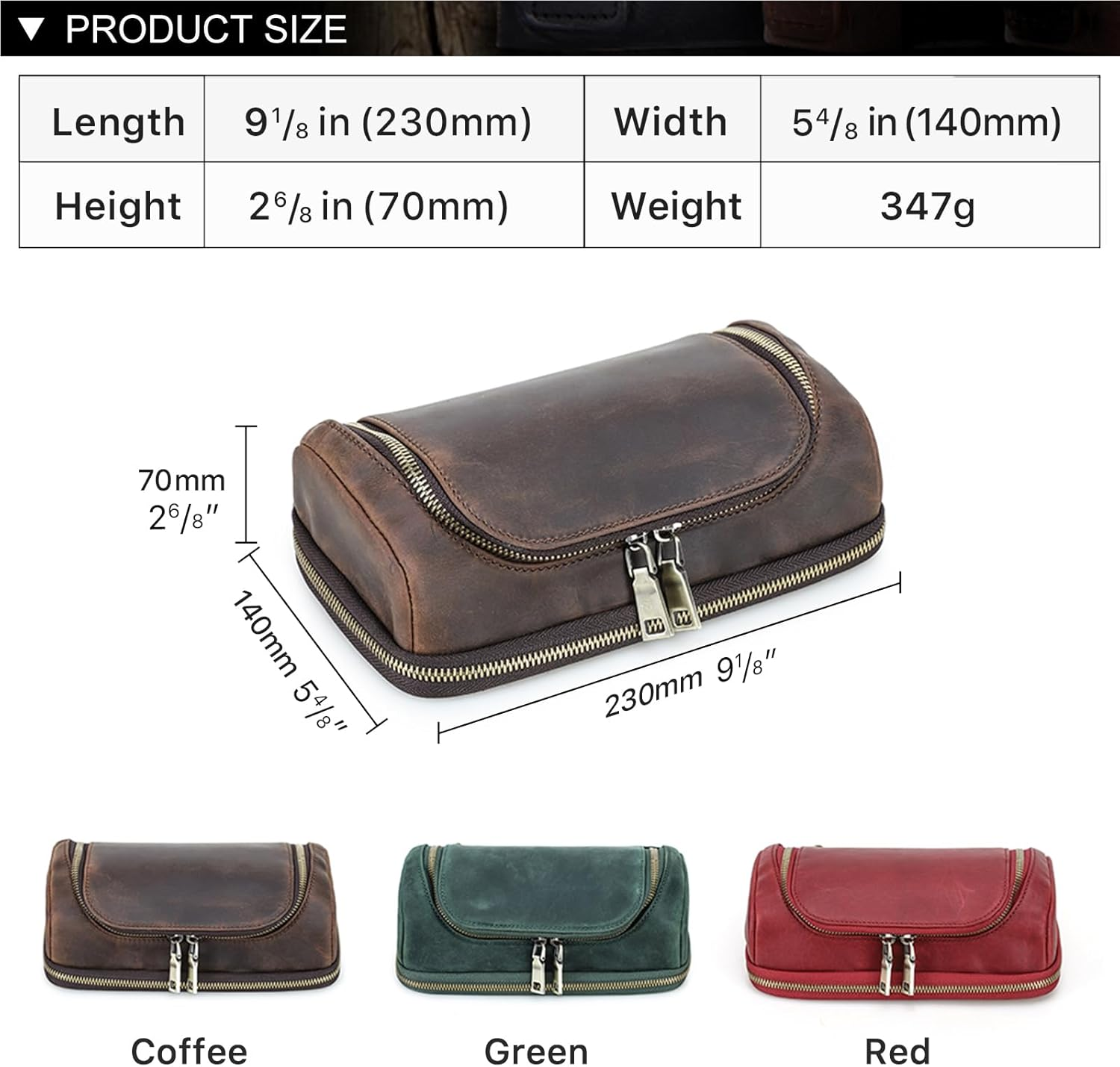 CONTACT'S FAMILY Electronic Organizer Zipper Bag Tech Pouch Handmade Crazy Horse Leather Portable Compact Electronics Travel Organiser Fits Laptop Tablet Cell Phone Accessories Coffee image number 1