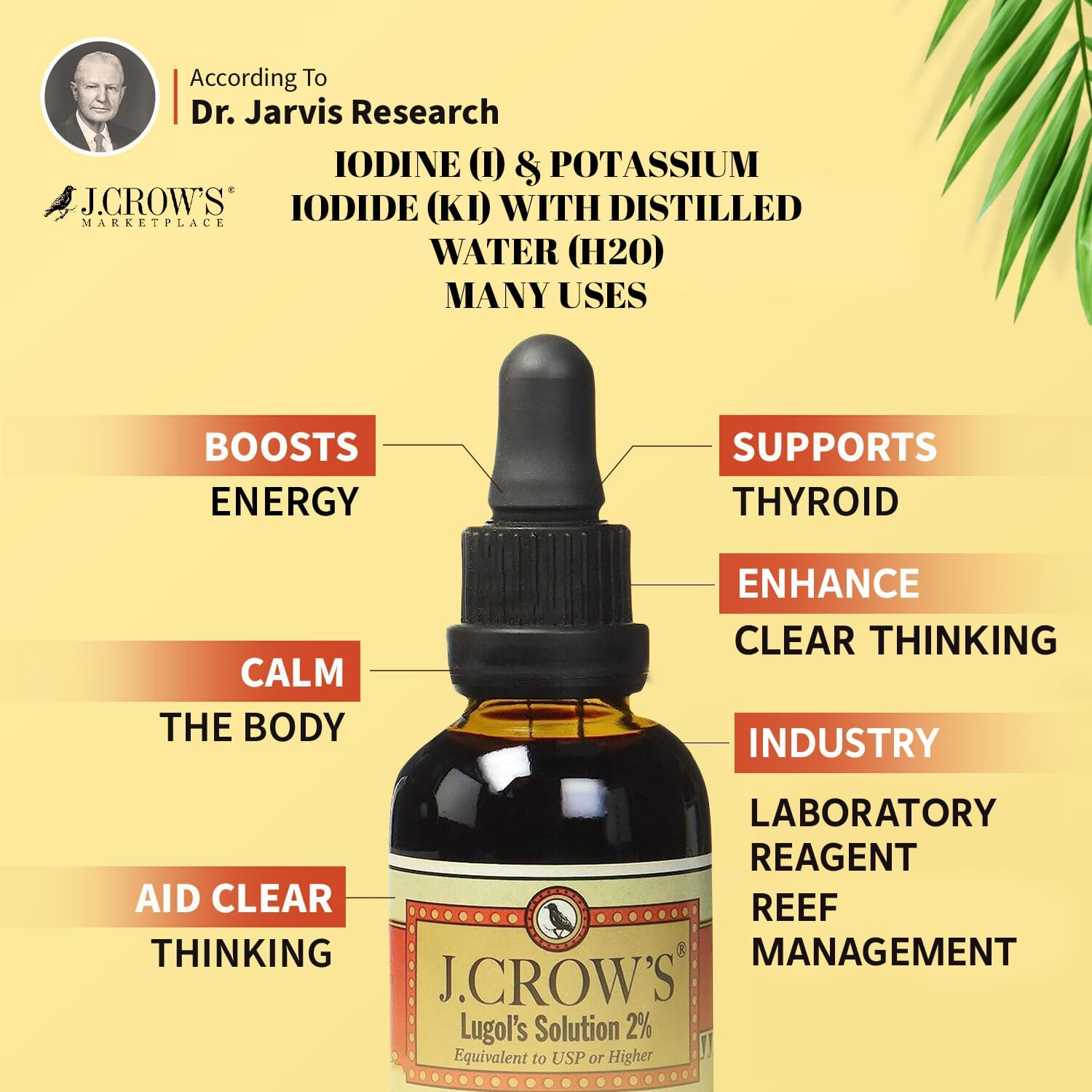 J.CROW'S&reg; Lugol'S Solution of Iodine 2% 2 Oz Three Pack (3 Bottles) image number 5