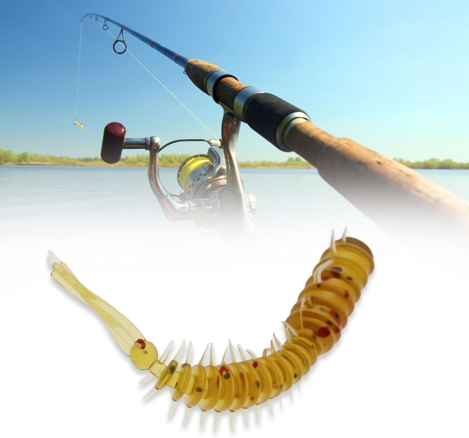 SING F LTD 20Pcs 45Mm Insect Bait Natural Lures Fishing Jig Suitable for Bass Carp Trout Brown