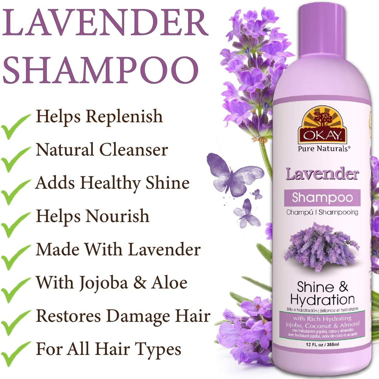 OKAY Pure Naturals OKAY Pure Naturals Lavender Growth Shampoo, 12 Ounce, image number 5