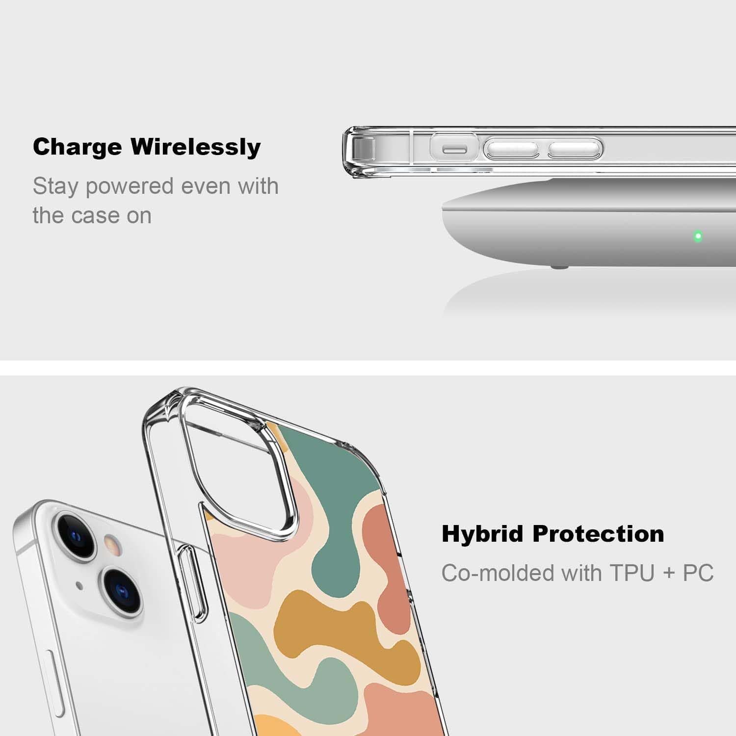 Pastel Color Shapes Case Compatible with Iphone 13, Aesthetic Cow Print Pattern Case for Iphone 13, Trendy TPU Phone Case Cover image number 2