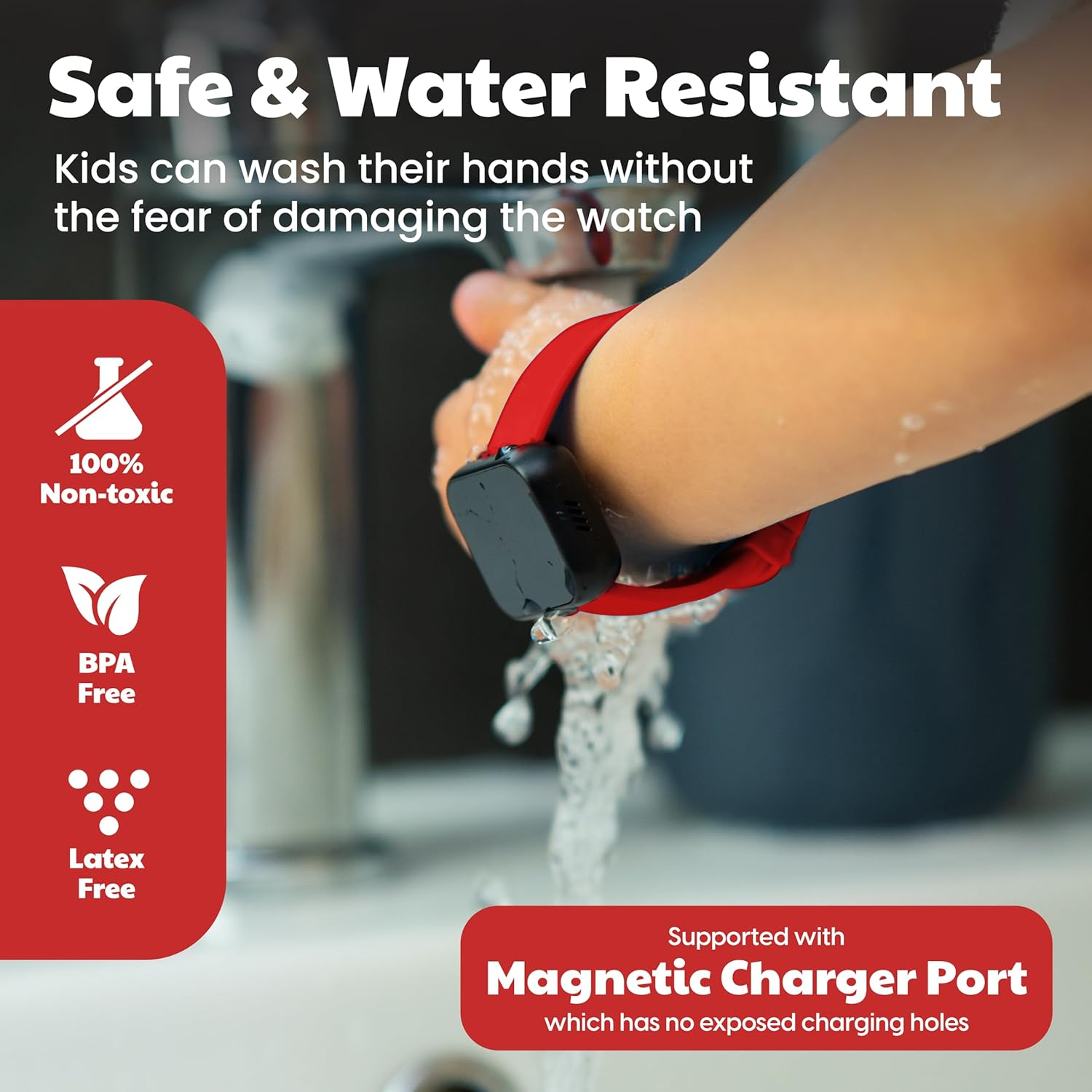 Potty Training Watch for Kids V2 &ndash; a Water Resistant Potty Reminder Device for Boys & Girls to Train Your Toddler with Fun/Musical & Vibration Interval Reminder with Potty Training Ebook (Racer Red) - Navy image number 3