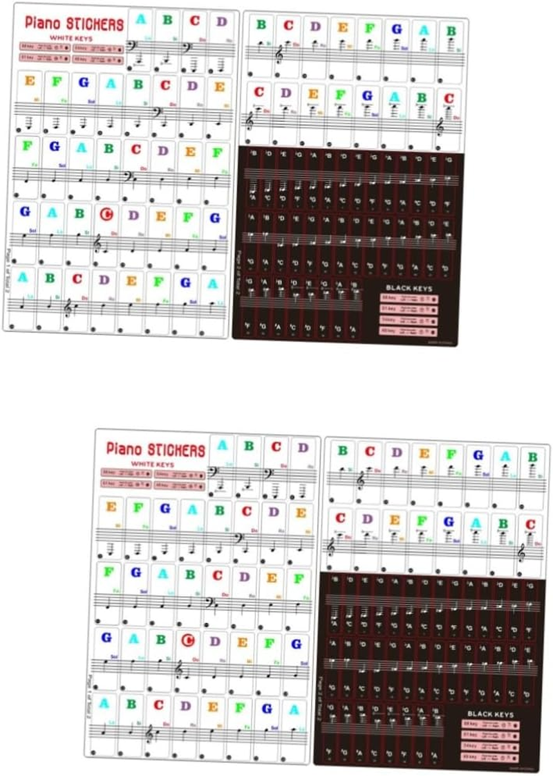 4 Sets Piano Replacement Piano Stickers for Beginners Piano Chord Stickers Electronic Keyboard Sticker Keyboard Letter Stickers Electronic Organ Sticker Hand Roll Staff Child