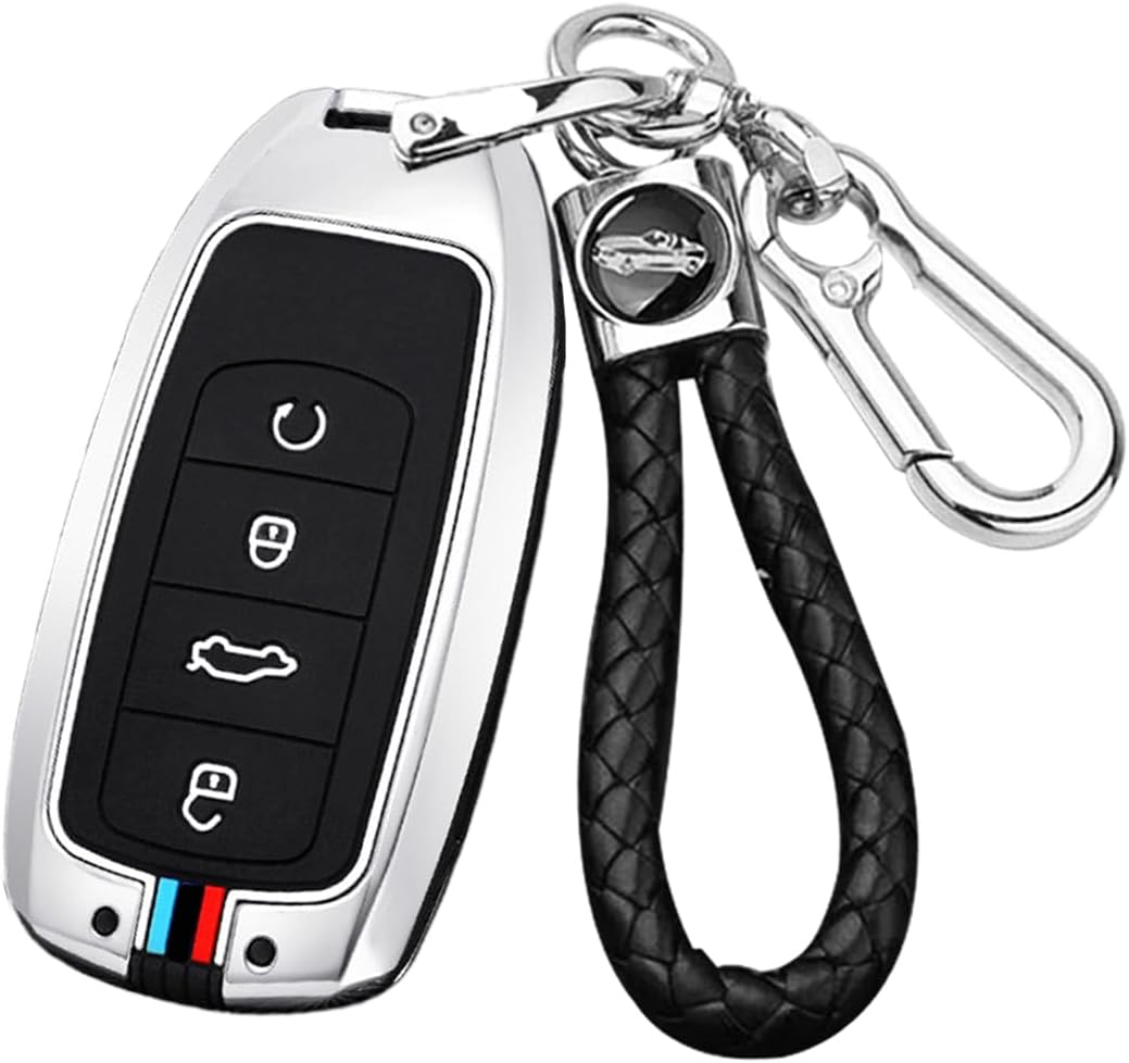 Ontto Metal Car Key Fob Cover Fit for Chery Tiggo 8 Pro plus New 5 plus 7 Pro Tiggo 7 Pro Max Omoda 5 C5 Key Holder Smart Silicone Key Case Shell Bag Keyring Keychain Auto Styling Accessories Silver 2 image number 6