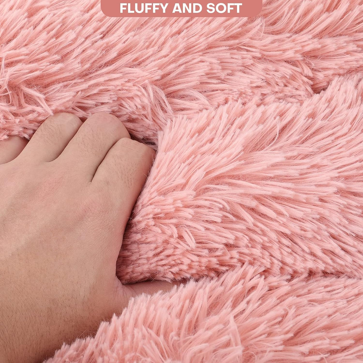 Lucky Monet Small Dog Beds 24" X 18", Fluffy Calming Dog Bed Washable Dog Crate Mat Plush Rectangle Pet Bed with Anti-Slip Backing, Long Plush Pet Beds for Dogs Cats Puppies image number 1